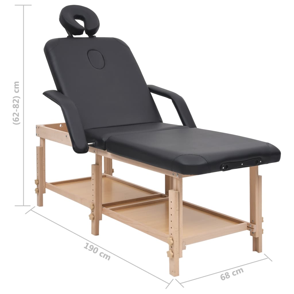 vidaXL Table de massage à 3 zones Noir Similicuir