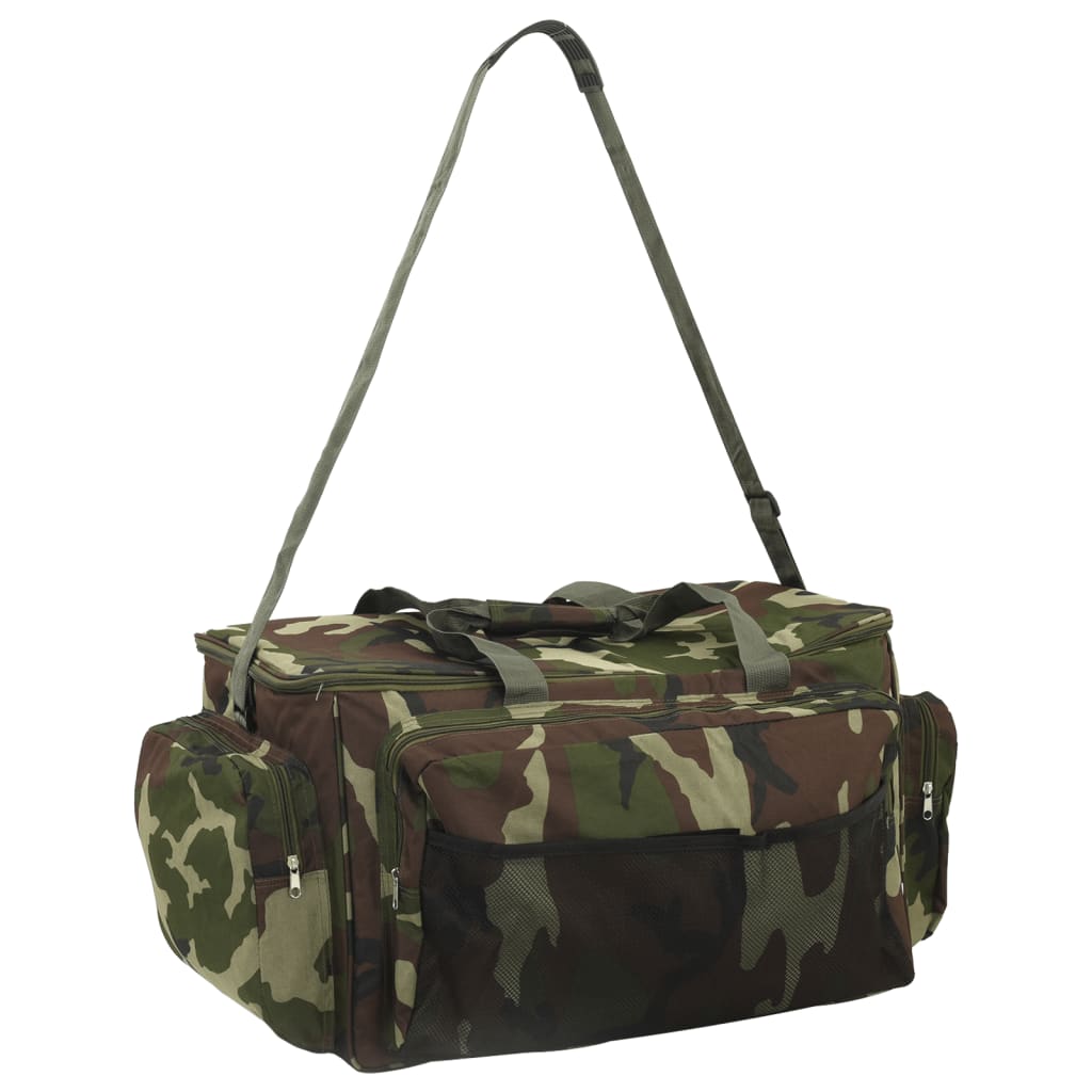 vidaXL Sac de pêche imperméable vert camouflage tissu oxford