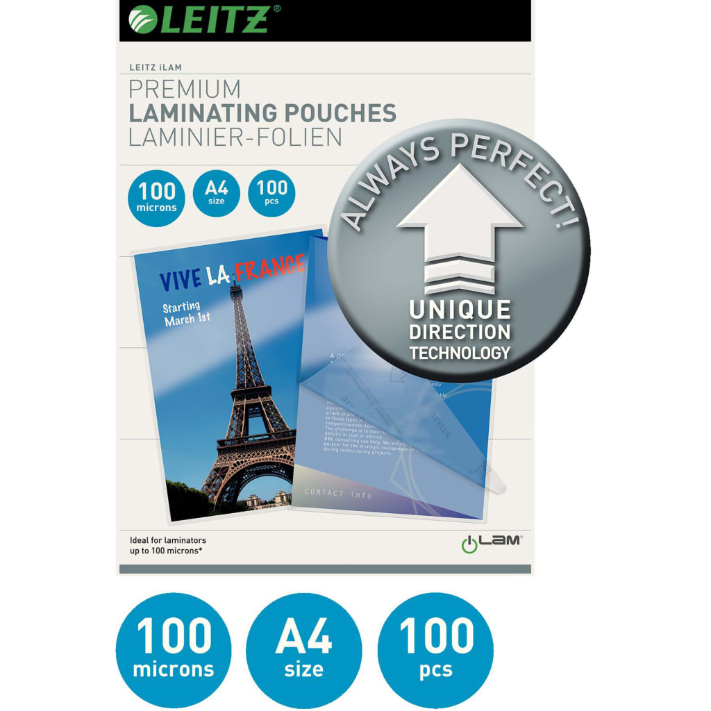 Leitz Pochettes de plastification ILAM 100 microns A4 100 pcs