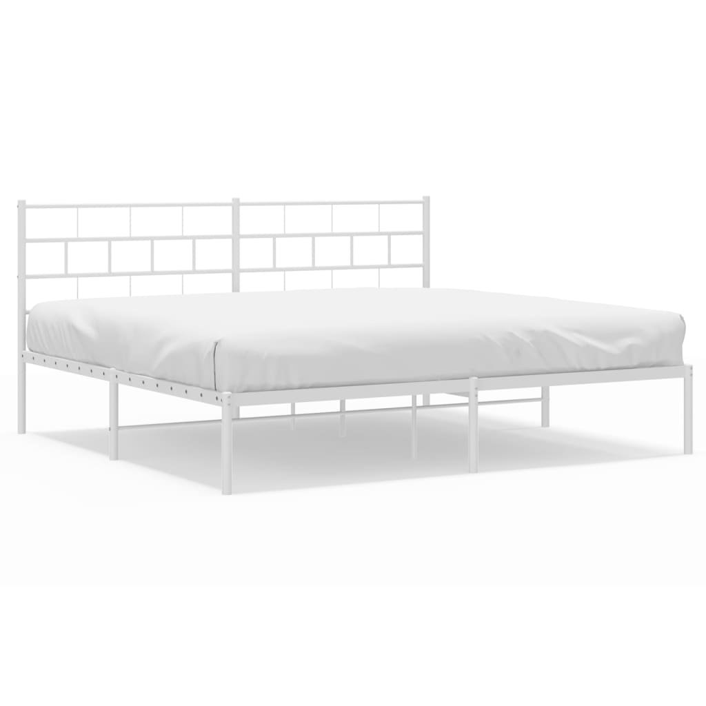 vidaXL Cadre de lit métal sans matelas et tête de lit blanc 200x200 cm