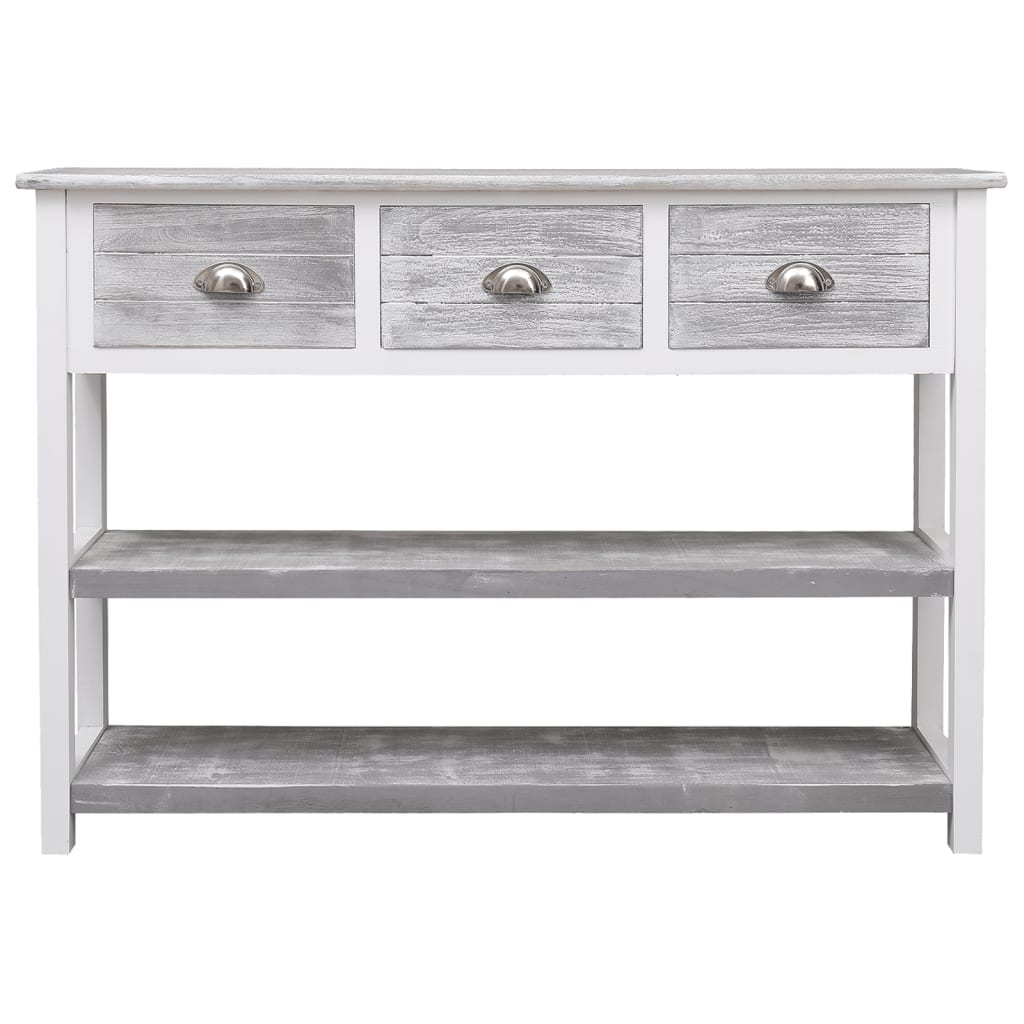 vidaXL Buffet Gris antique 108x30x76 cm Bois de Paulownia massif