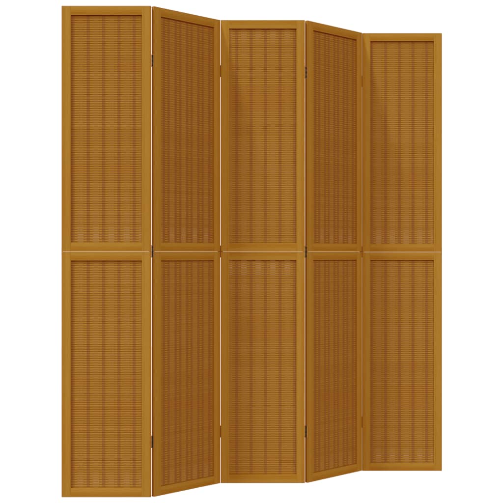 vidaXL Cloison de séparation 5 panneaux marron bois paulownia massif