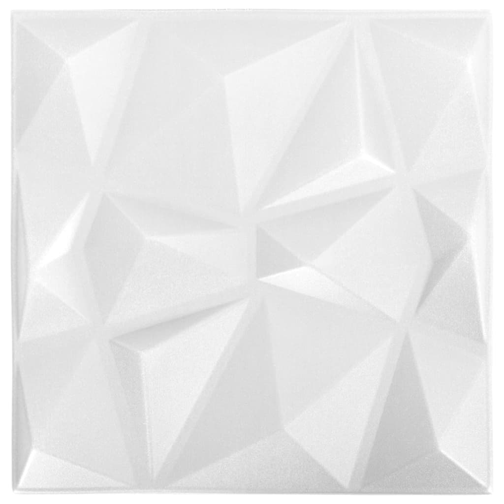 vidaXL Panneaux muraux 3D 48 pcs 50x50 cm blanc diamant 12 m²