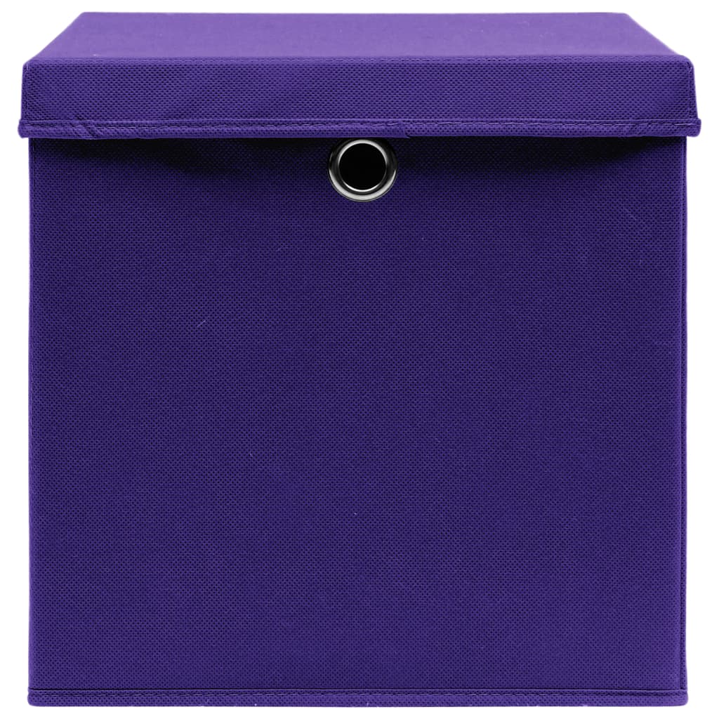 vidaXL Boîtes de rangement et couvercles 4 pcs Violet 32x32x32cm Tissu