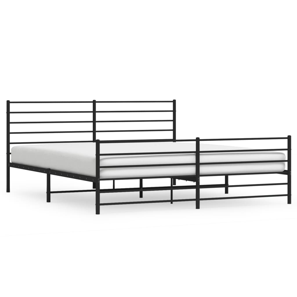 vidaXL Cadre de lit métal sans matelas avec pied de lit noir 183x213cm