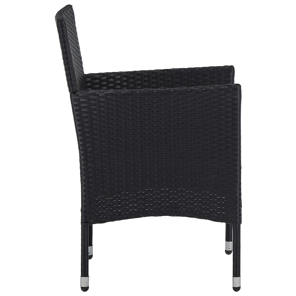 vidaXL Ensemble à dîner de jardin 3 pcs Noir Résine tressée et acacia