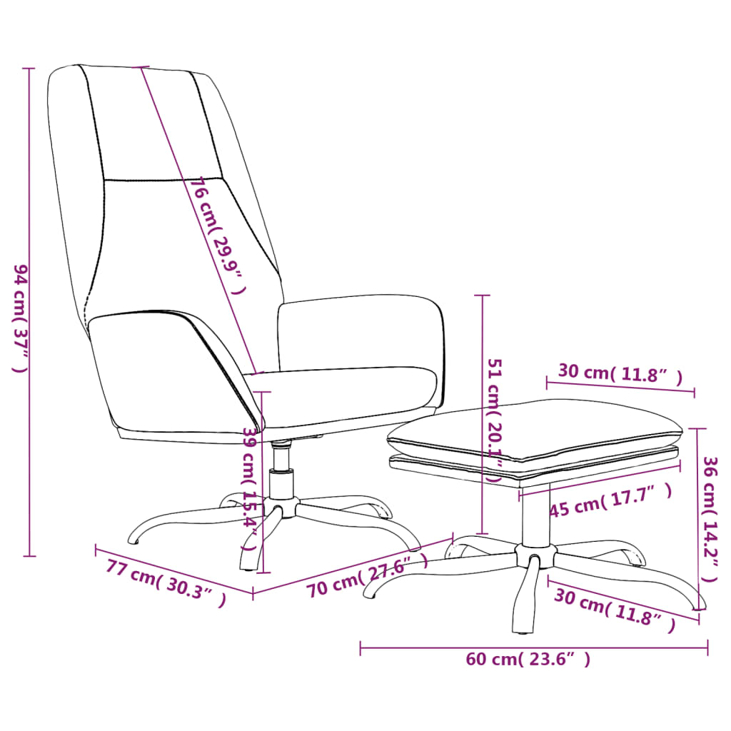 vidaXL Chaise de relaxation avec tabouret Marron Tissu microfibre