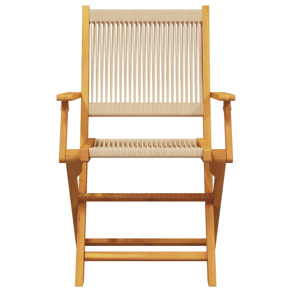 vidaXL Chaises de jardin lot de 2 beige bois d'acacia et polypropylène