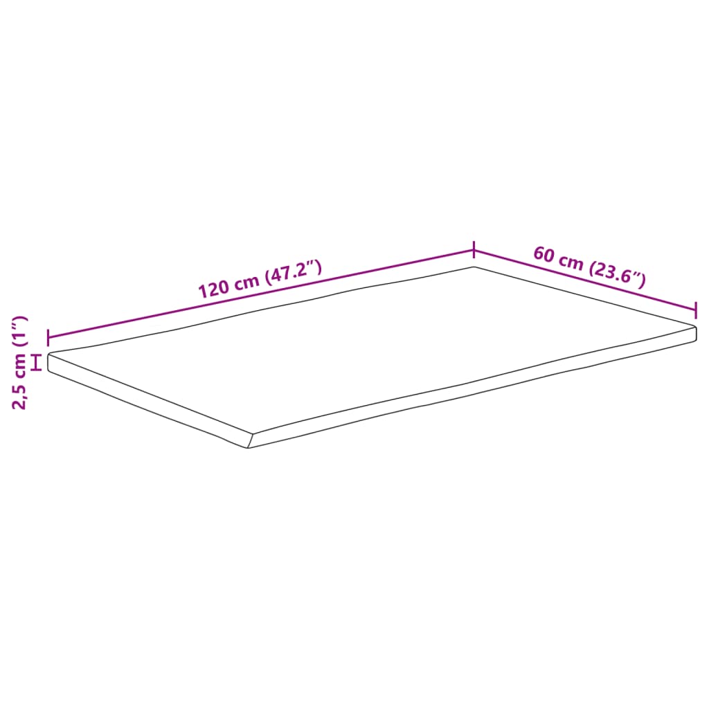 vidaXL Dessus de table 120x60x2,5cm rectangulaire bois massif d'acacia