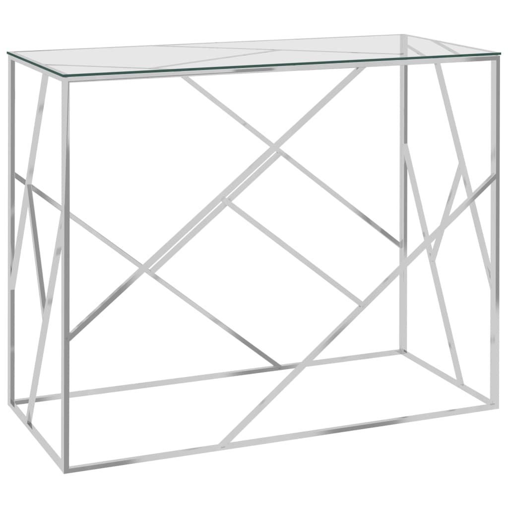 vidaXL Table d'appoint Argenté 90x40x75 cm Acier inoxydable et verre