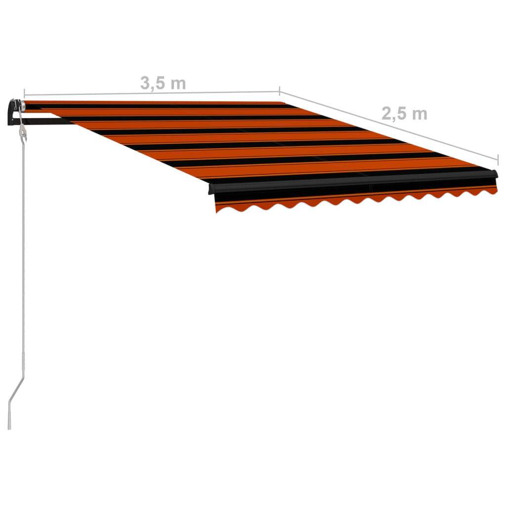 vidaXL Auvent rétractable capteur de vent LED 350x250 cm Orange marron