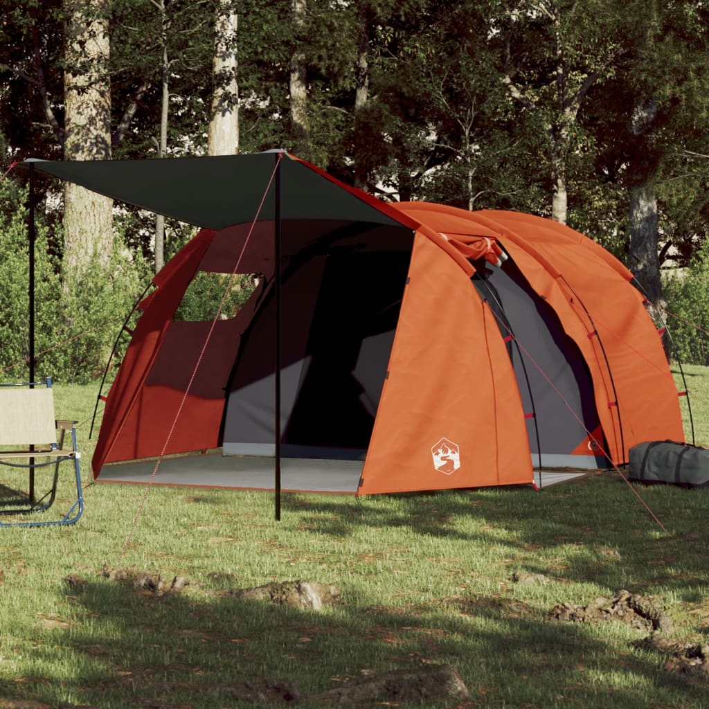 vidaXL Tente de camping tunnel 4 personnes gris et orange imperméable