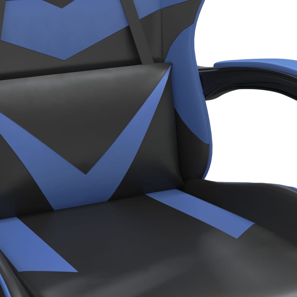 vidaXL Chaise de jeu pivotante Noir et bleu Similicuir