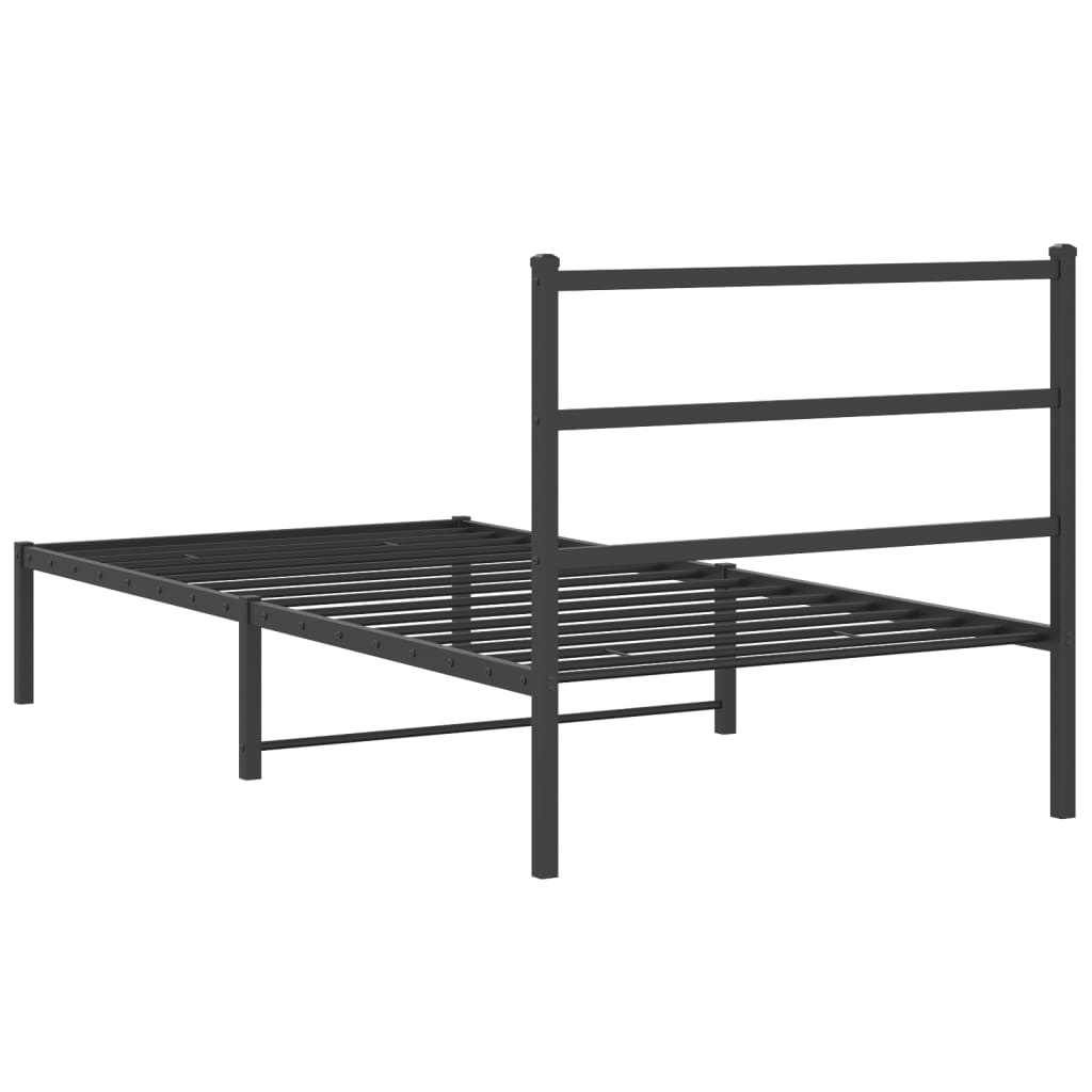 vidaXL Cadre de lit métal sans matelas avec tête de lit noir 100x190cm