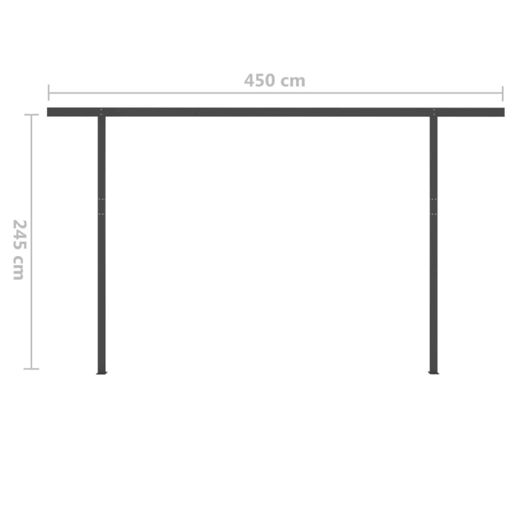 vidaXL Auvent manuel rétractable avec LED 5x3 m Crème