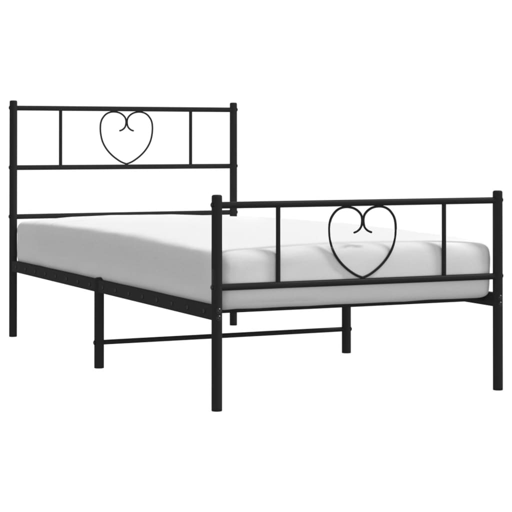 vidaXL Cadre de lit métal sans matelas avec pied de lit noir 100x190cm