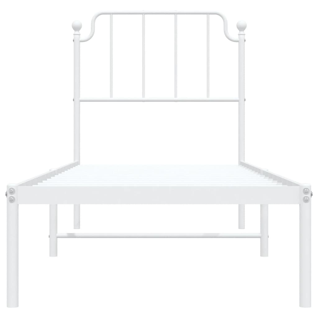 vidaXL Cadre de lit métal sans matelas avec tête de lit blanc 80x200cm