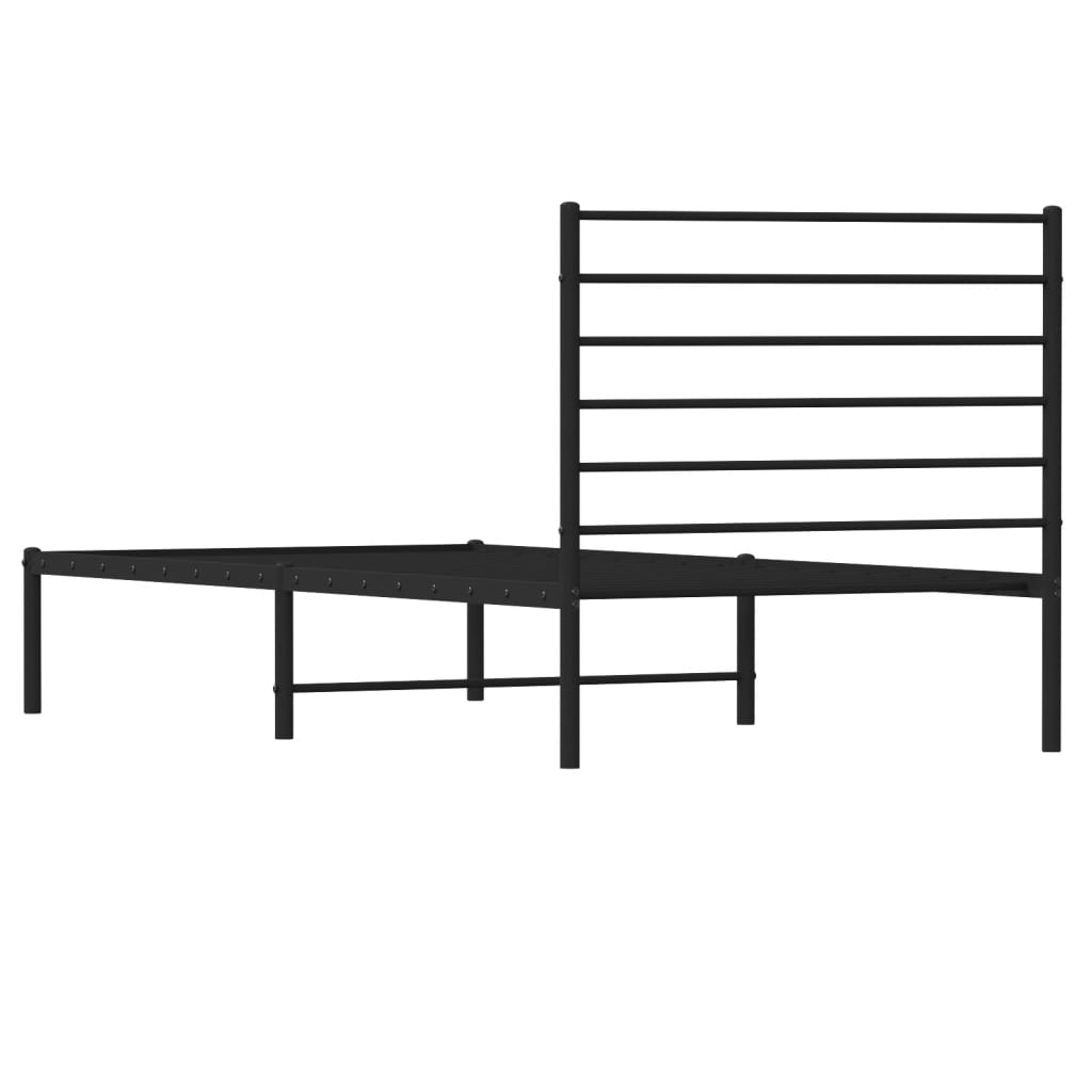 vidaXL Cadre de lit métal sans matelas avec tête de lit noir 107x203cm