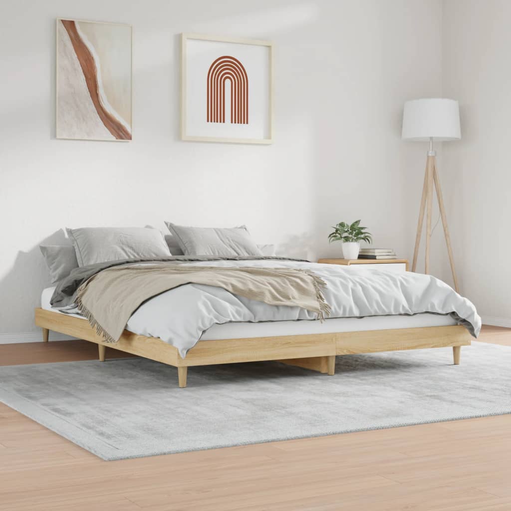 vidaXL Cadre de lit chêne sonoma 200x200 cm bois d'ingénierie