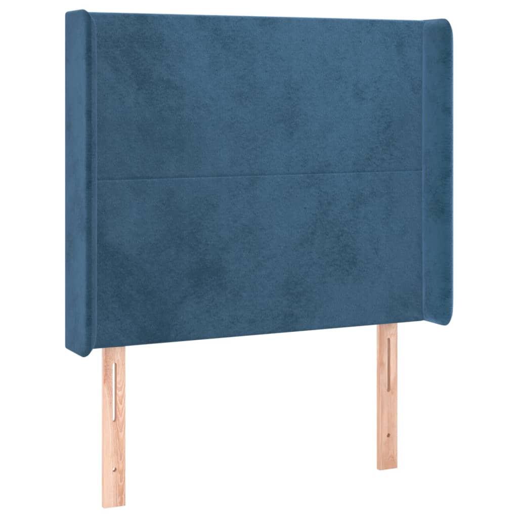 vidaXL Tête de lit à LED Bleu foncé 103x16x118/128 cm Velours