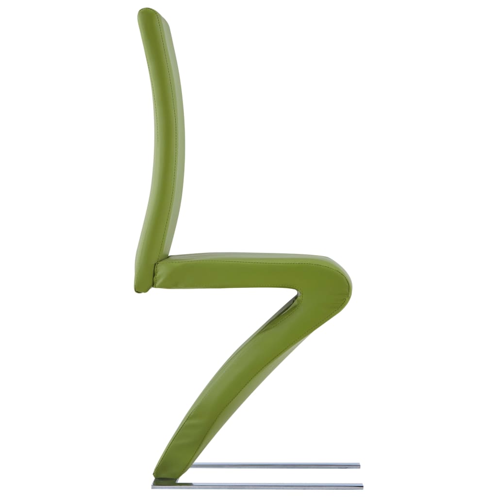 vidaXL Chaises à manger avec forme de zigzag lot de 2 vert similicuir