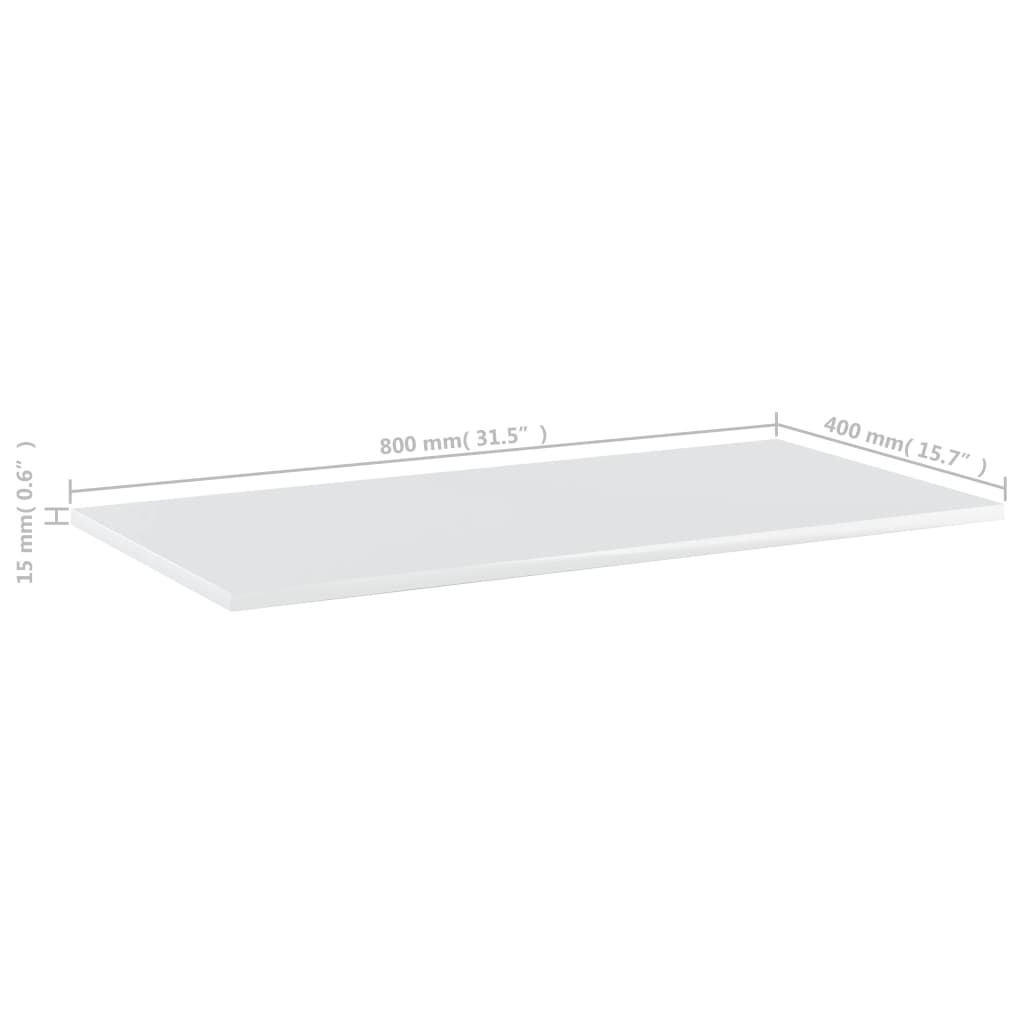vidaXL Panneaux bibliothèque 8pcs Blanc brillant 80x40x1,5cm Aggloméré