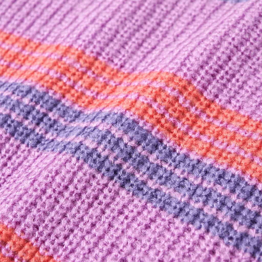 Pull-over rayé tricoté pour enfants lilas et rose 92