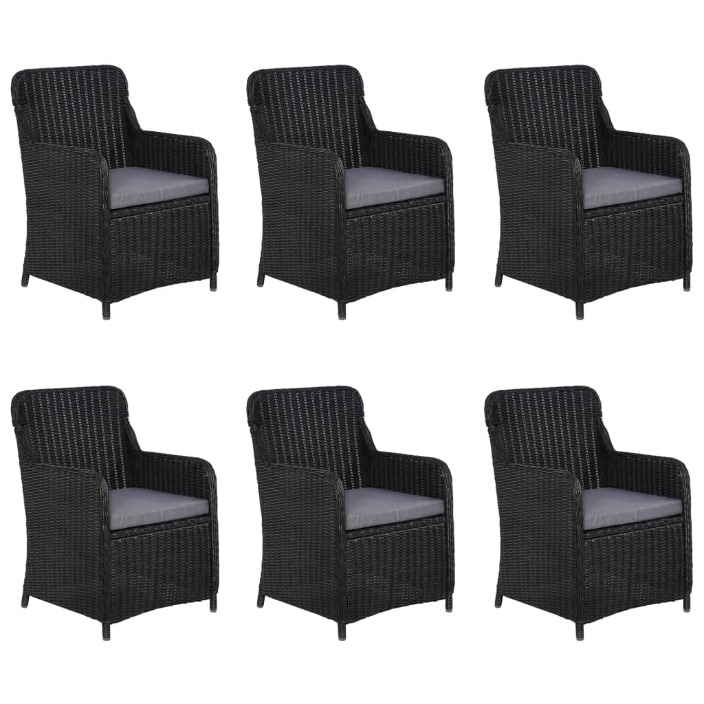 vidaXL Ensemble de salle à manger de jardin 7 pcs Noir