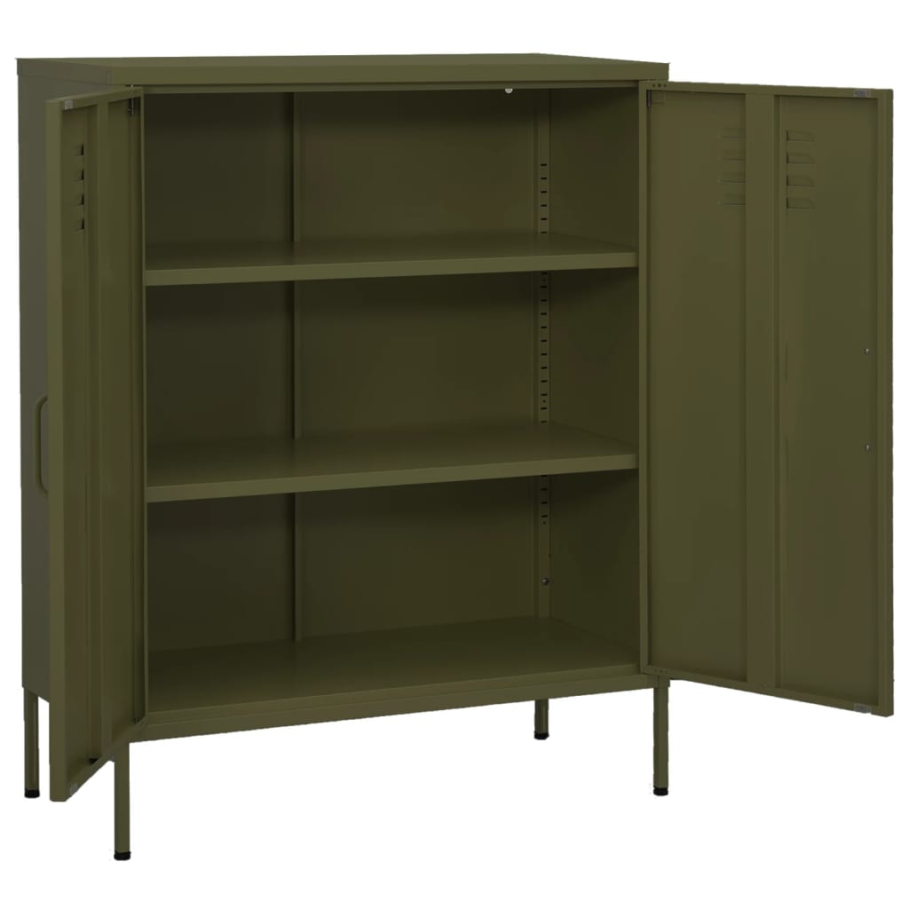 vidaXL Armoire de rangement Vert olive 80x35x101,5 cm Acier