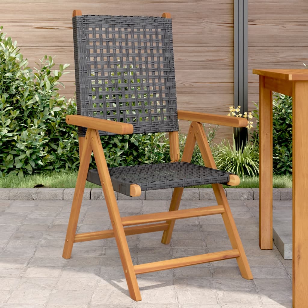 vidaXL Chaises de jardin lot de 2 noir bois massif d'acacia et rotin