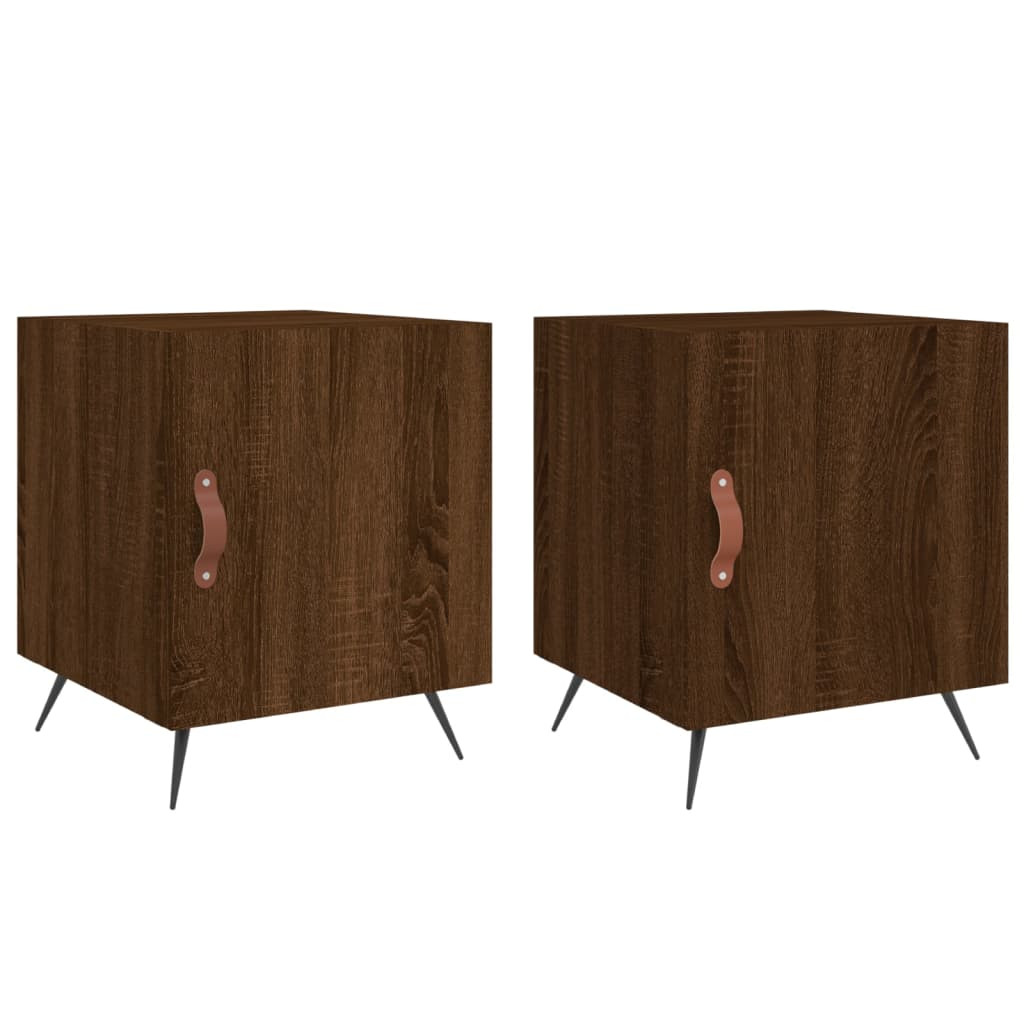 vidaXL Tables de chevet 2pcs chêne marron 40x40x50cm bois d'ingénierie