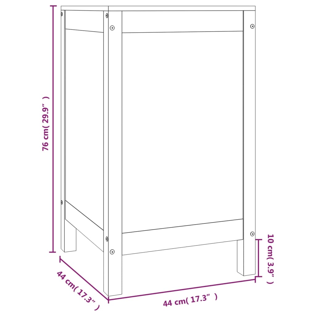 vidaXL Boîte à linge Gris 44x44x76 cm Bois massif de pin