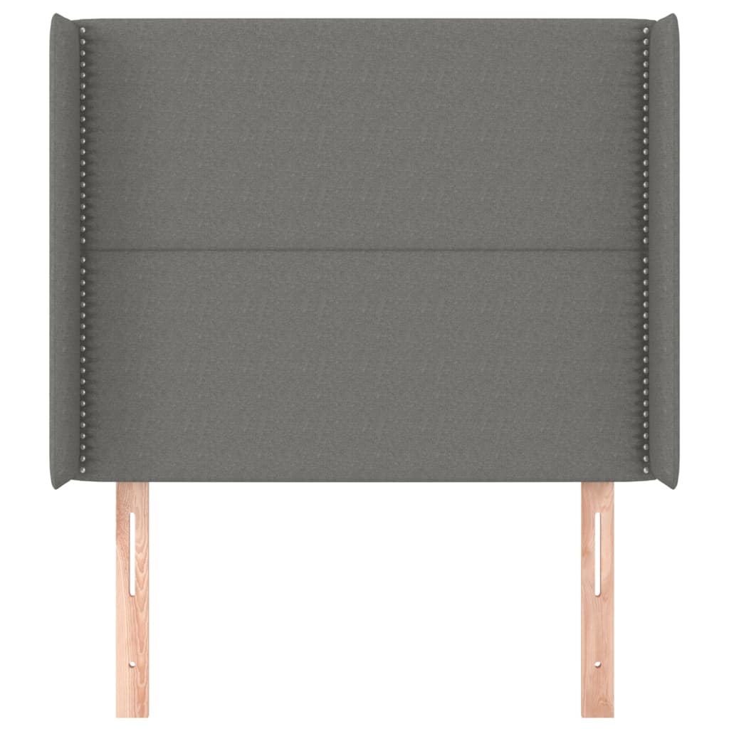 vidaXL Tête de lit avec oreilles Gris foncé 83x16x118/128 cm Tissu