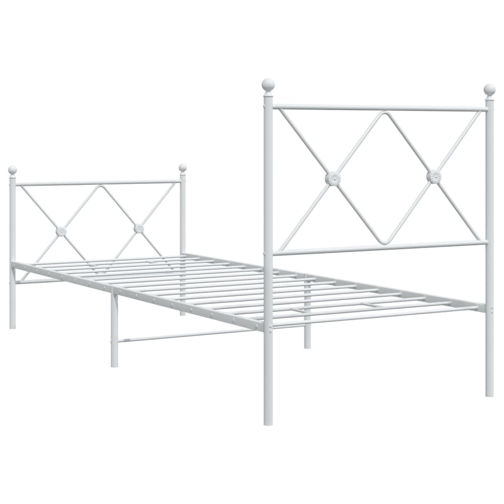 vidaXL Cadre de lit métal sans matelas avec pied de lit blanc 75x190cm