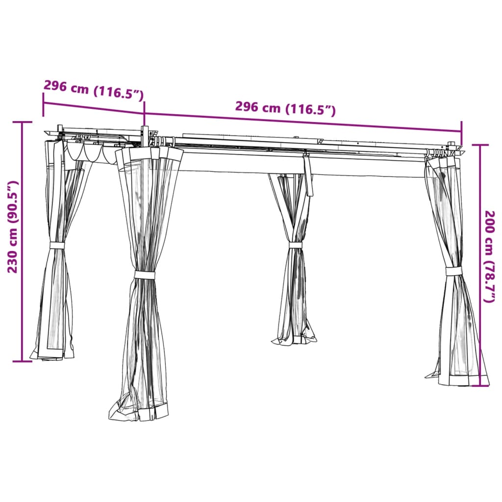 vidaXL Tonnelle avec parois en filet crème 3x3 m acier