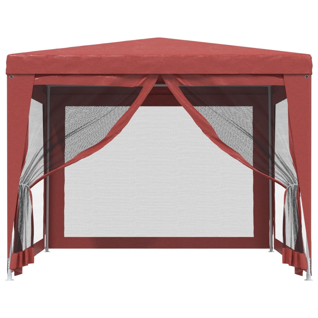 vidaXL Tente de fête avec 4 parois latérales en maille Rouge 3x3m PEHD