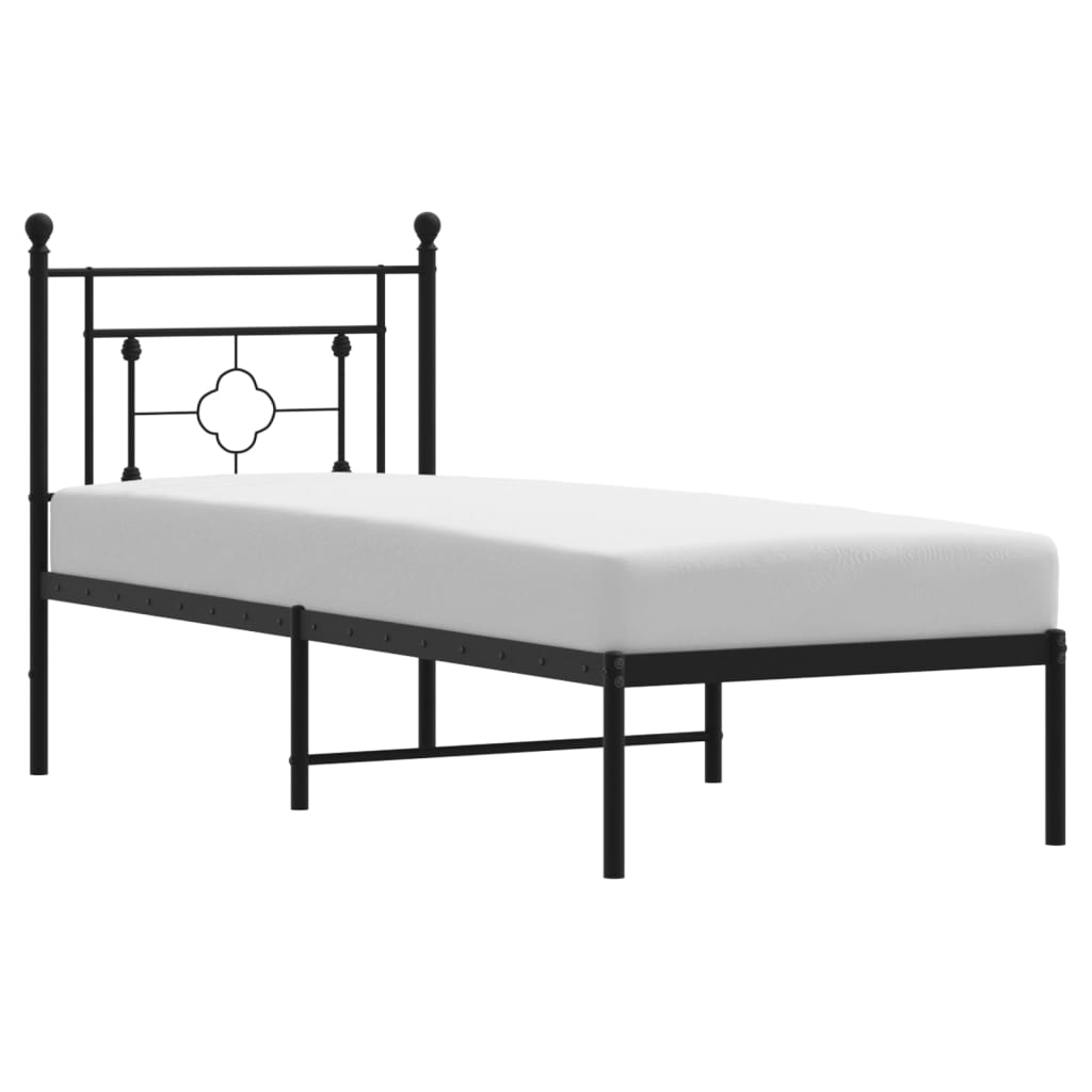 vidaXL Cadre de lit métal sans matelas avec tête de lit noir 80x200 cm