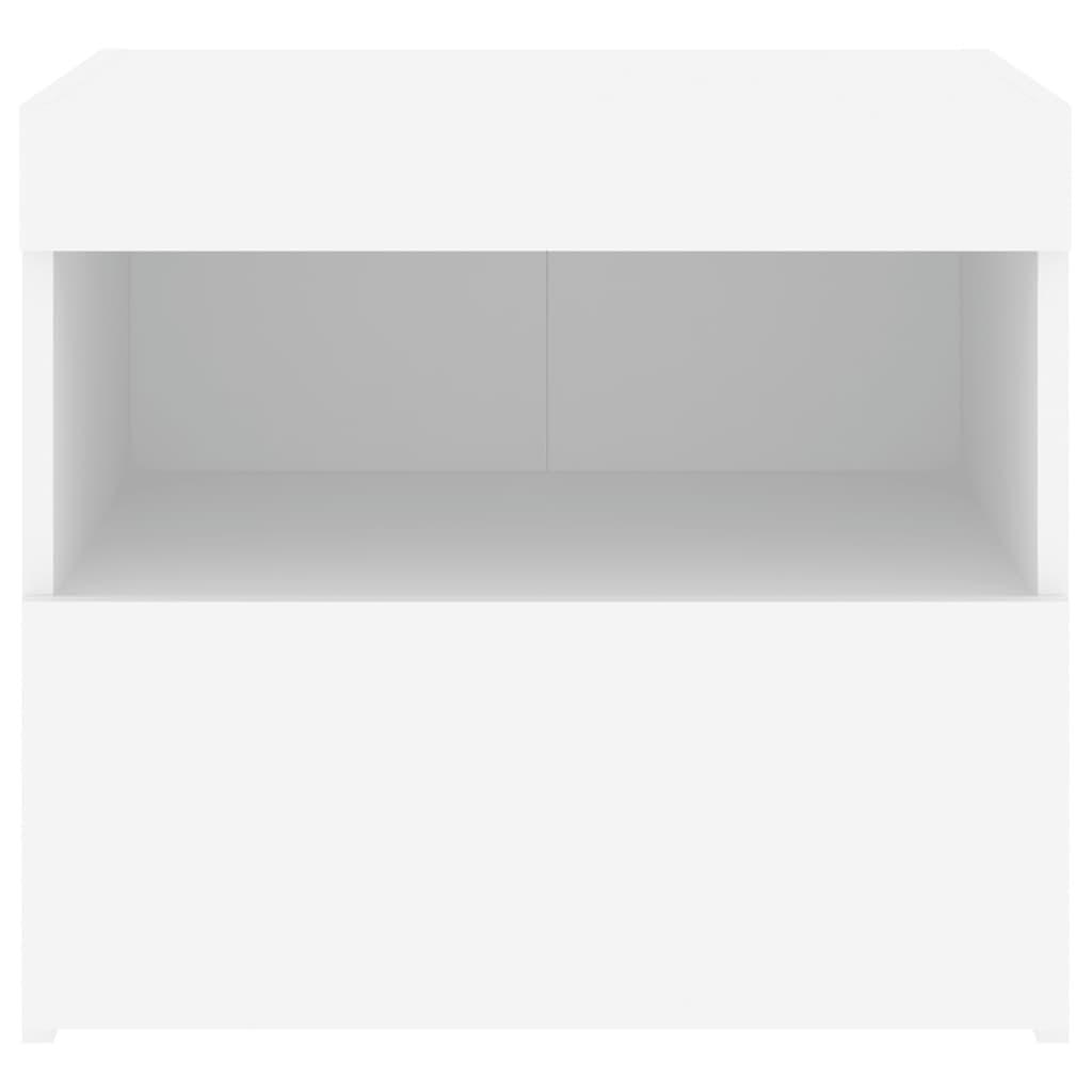 vidaXL Tables de chevet avec lumières LED 2 pcs blanc 50x40x45 cm