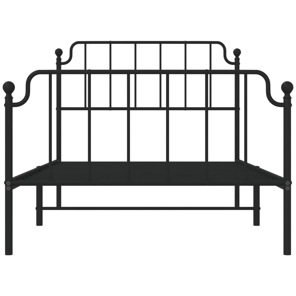 vidaXL Cadre de lit métal sans matelas avec pied de lit noir 107x203cm