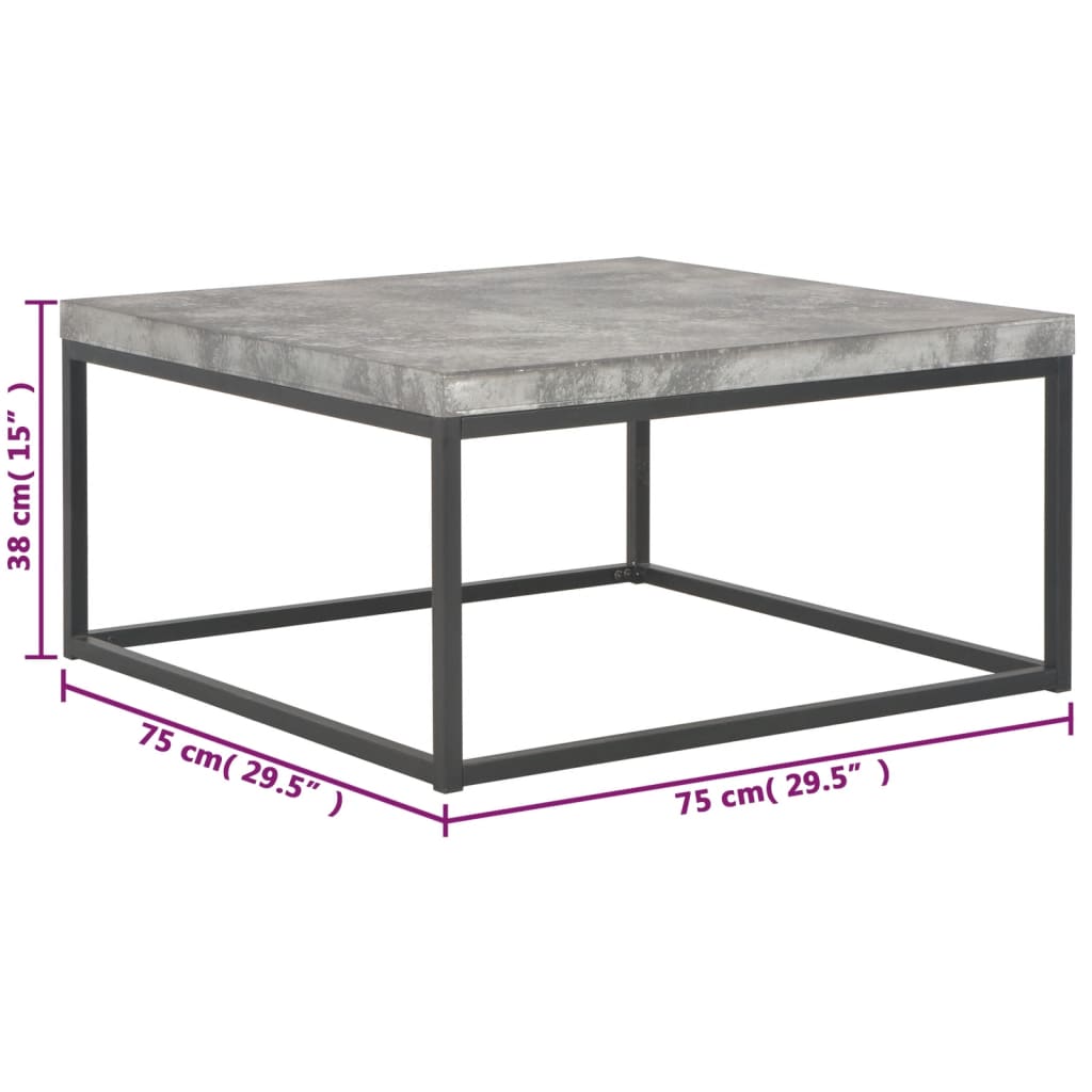 vidaXL Table basse 75 x 75 x 38 cm Aspect de béton