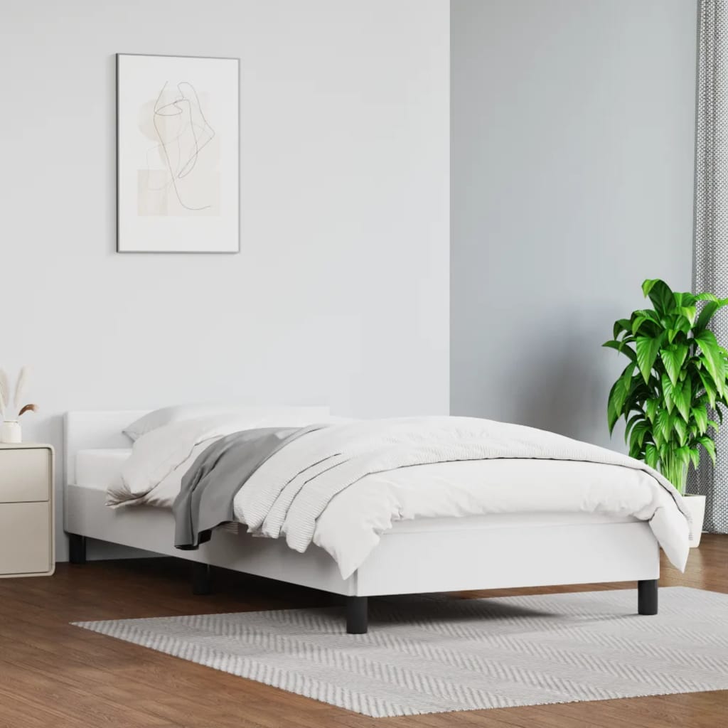 vidaXL Cadre de lit avec tête de lit sans matelas blanc 90x200 cm