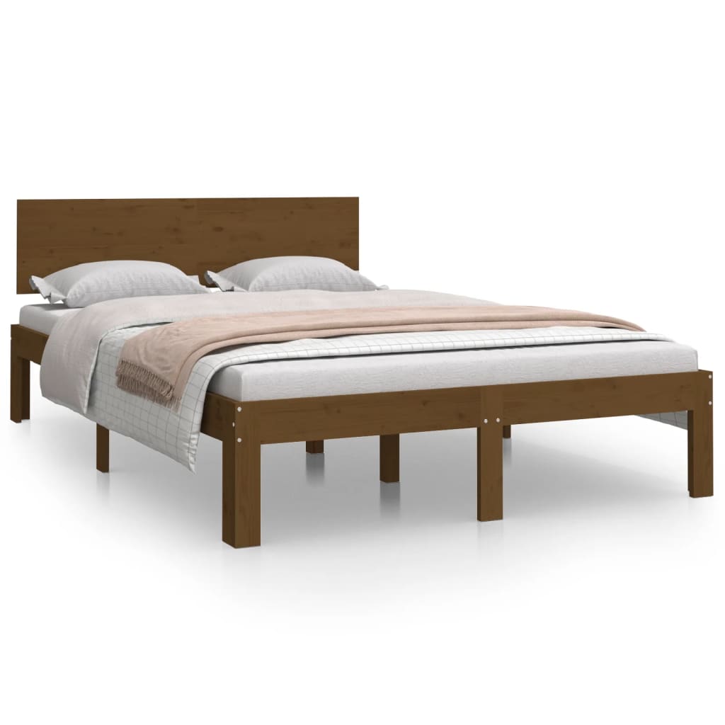 vidaXL Cadre de lit Marron miel Bois massif 120x190 cm Petit Double