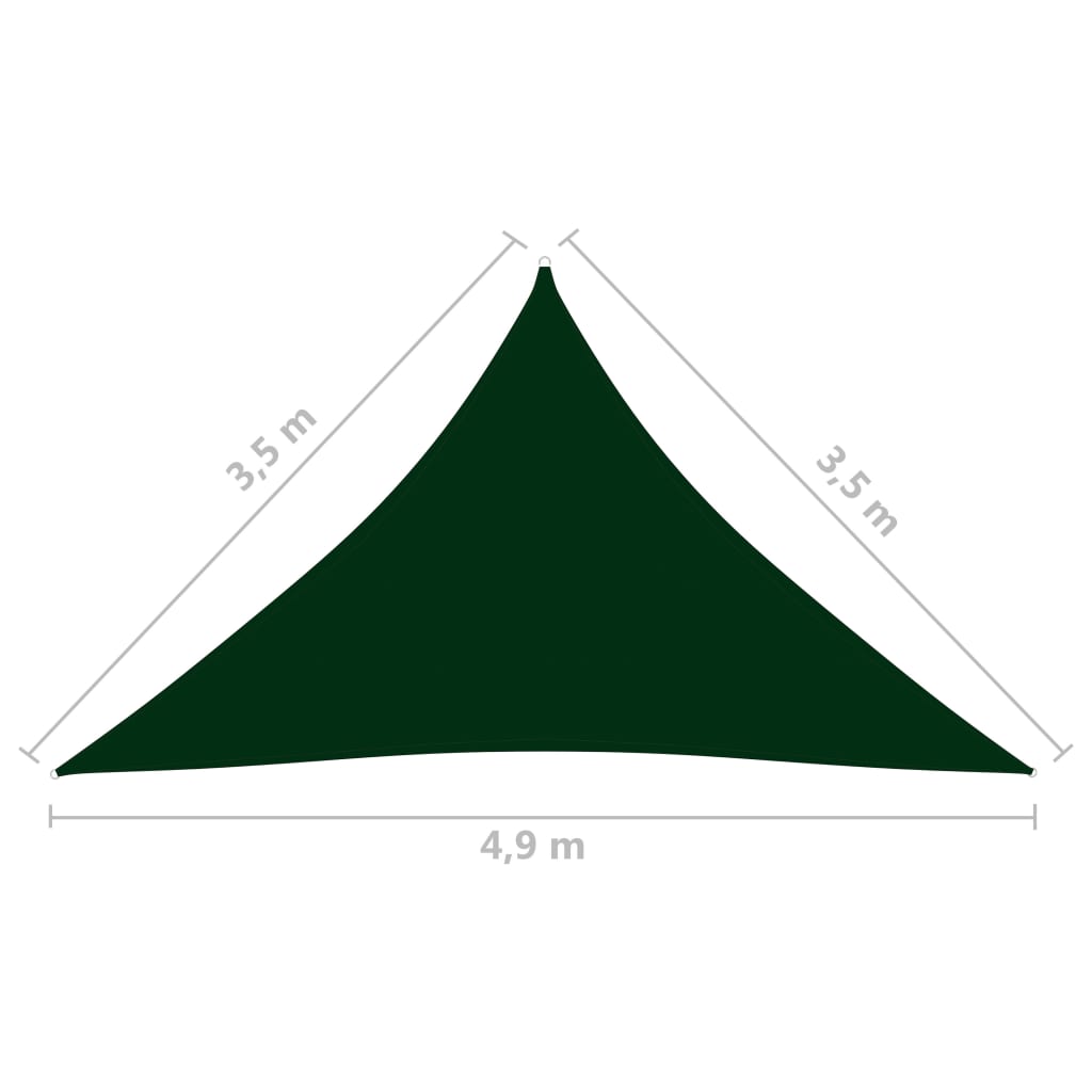 vidaXL Voile parasol Tissu Oxford triangulaire 3,5x3,5x4,9m Vert foncé