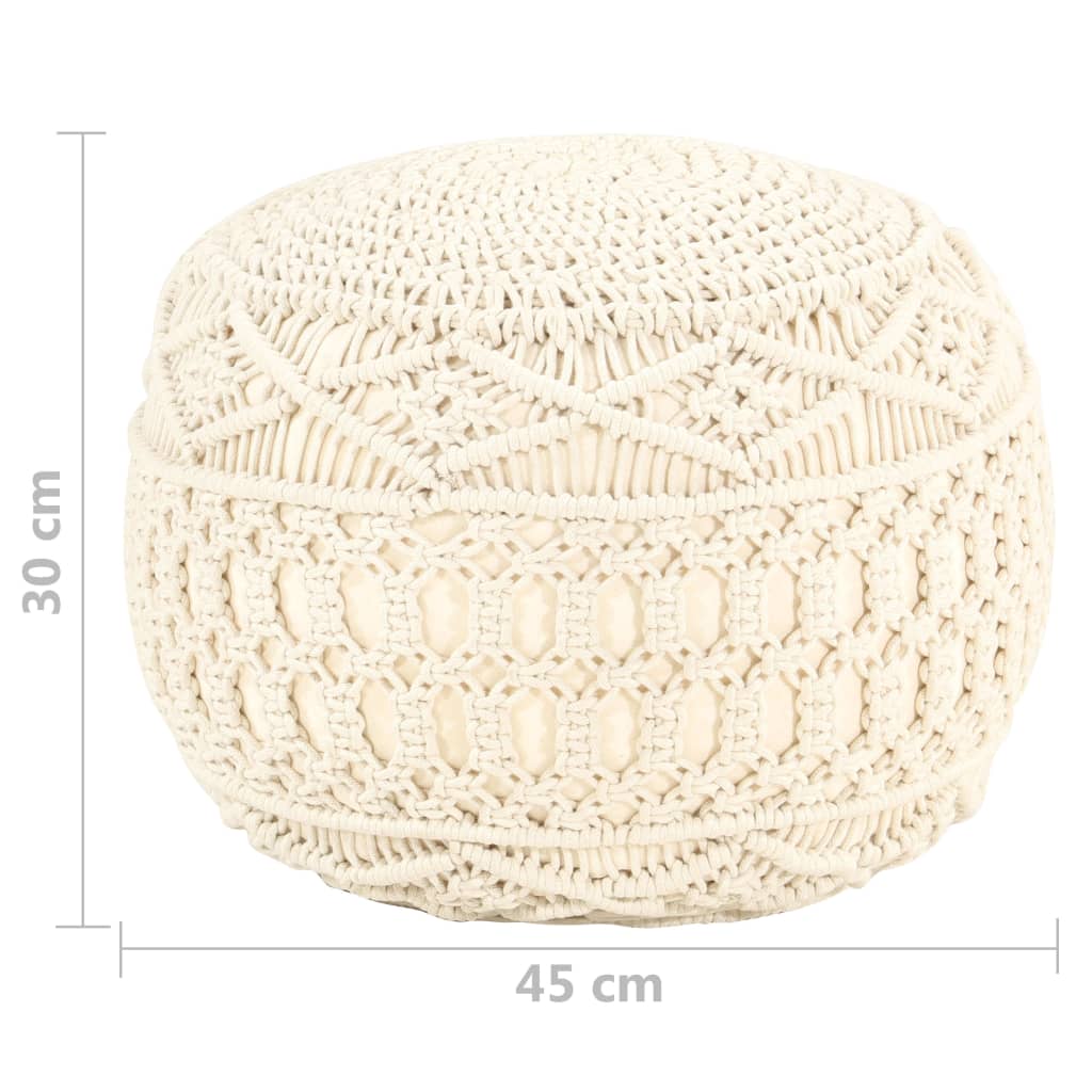 vidaXL Pouf fait à la main en macramé 45x30 cm Coton