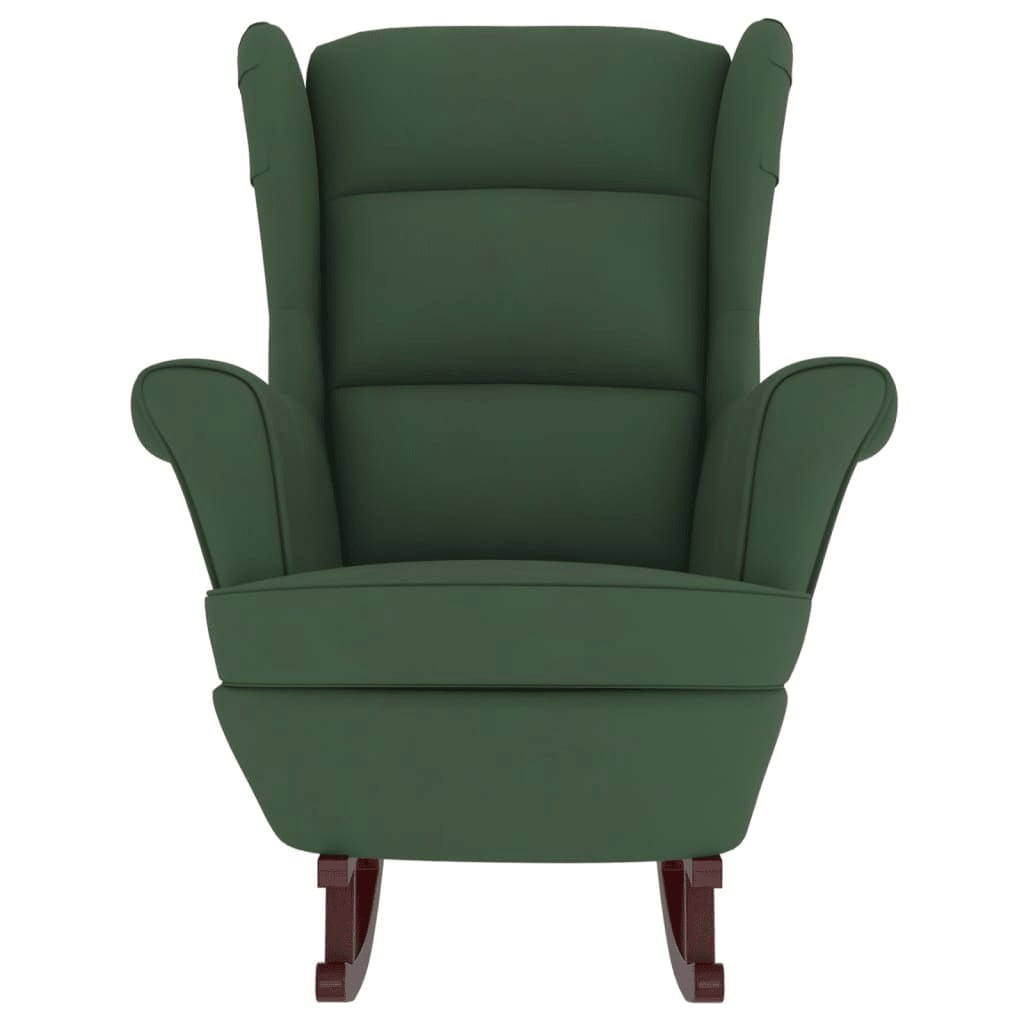 vidaXL Chaise à bascule avec pieds en bois et tabouret Vert foncé