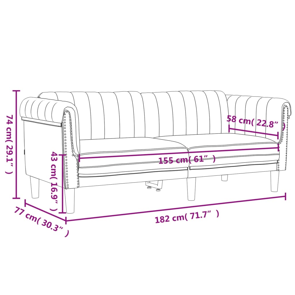 vidaXL Ensemble de canapés 2 pcs crème velours