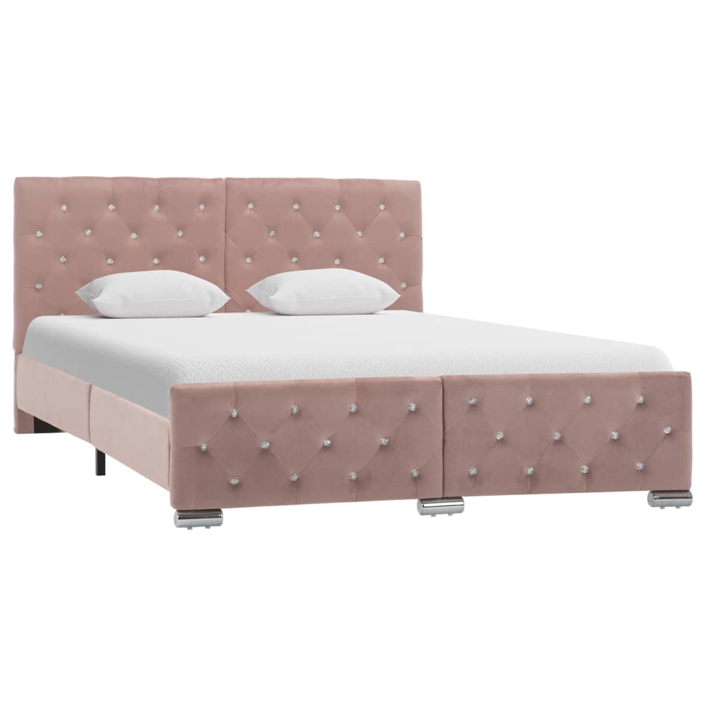 vidaXL Cadre de lit sans matelas Rose Velours 140x200 cm