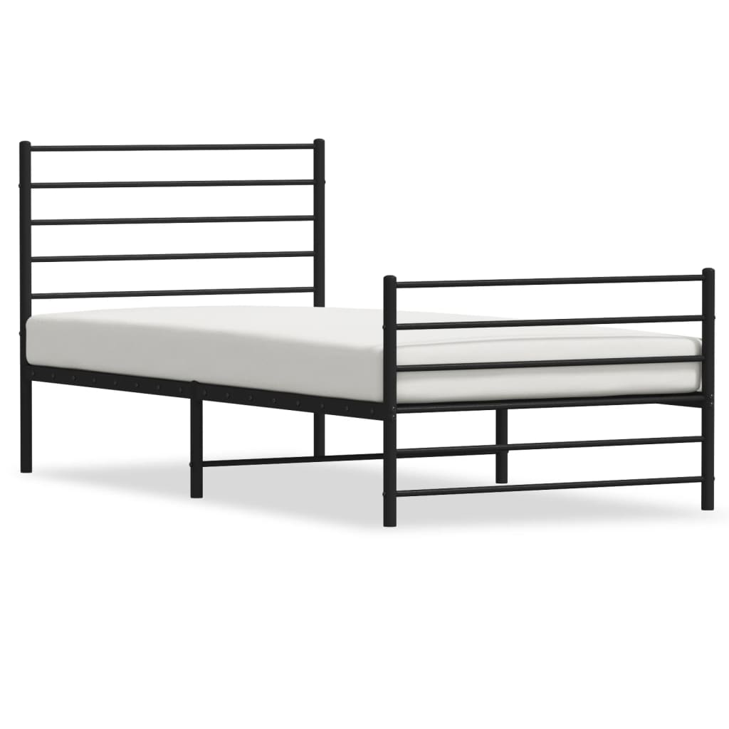 vidaXL Cadre de lit métal sans matelas avec pied de lit noir 90x200 cm