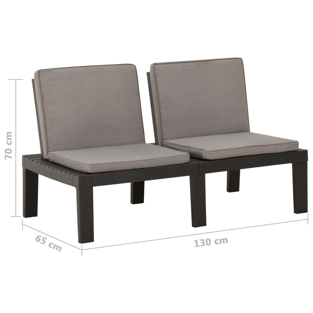 vidaXL Bancs de salon de jardin avec coussins lot de 2 Plastique Gris