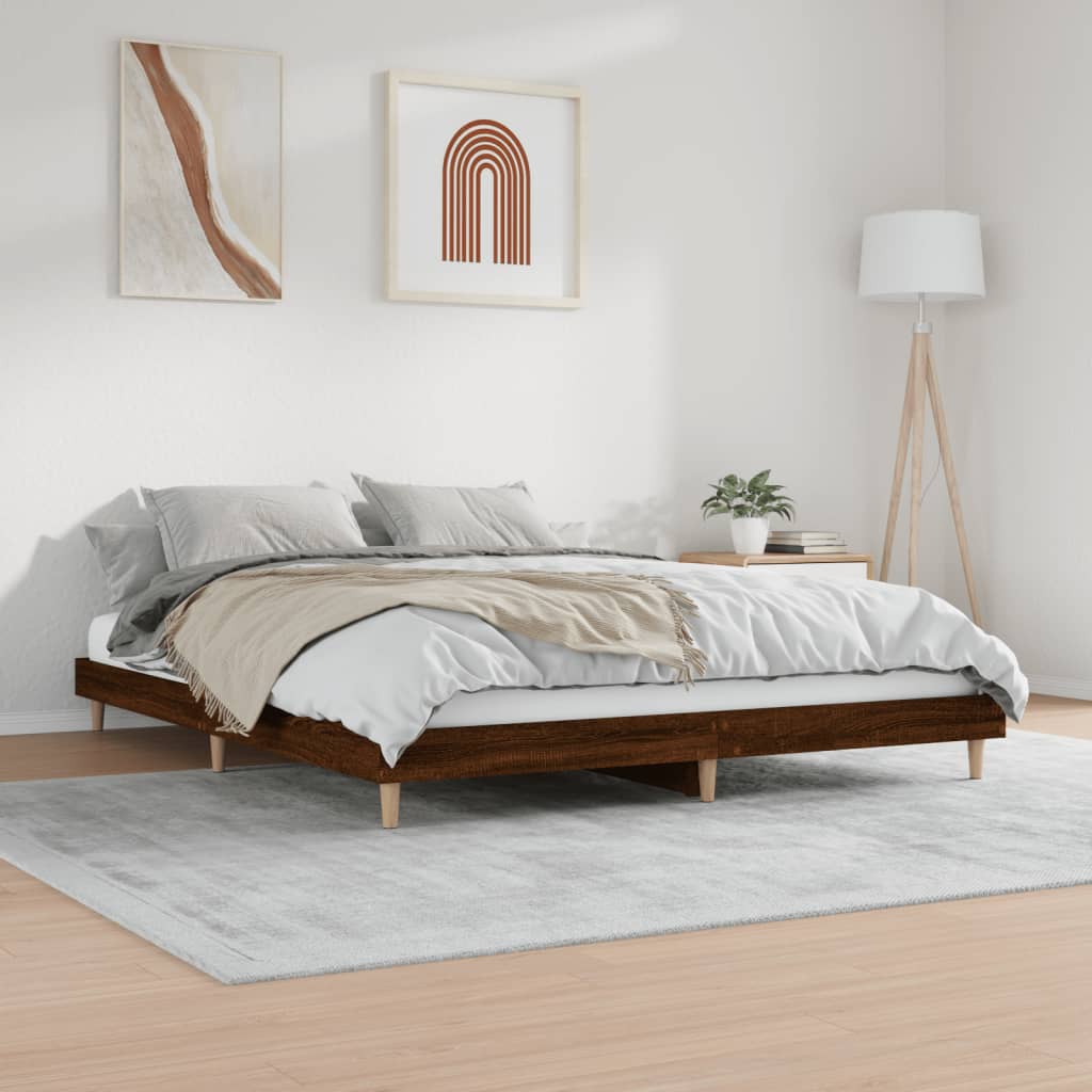 vidaXL Cadre de lit sans matelas chêne marron 200x200 cm